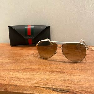 Authentic Gucci white aviator sunglasses